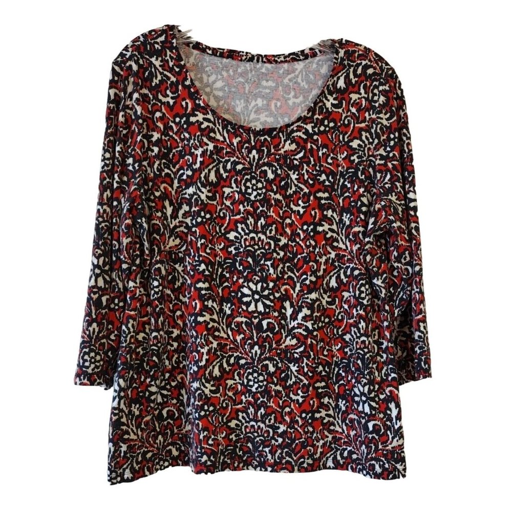 Women's Medium Floral Three Quarter Sleeves Top